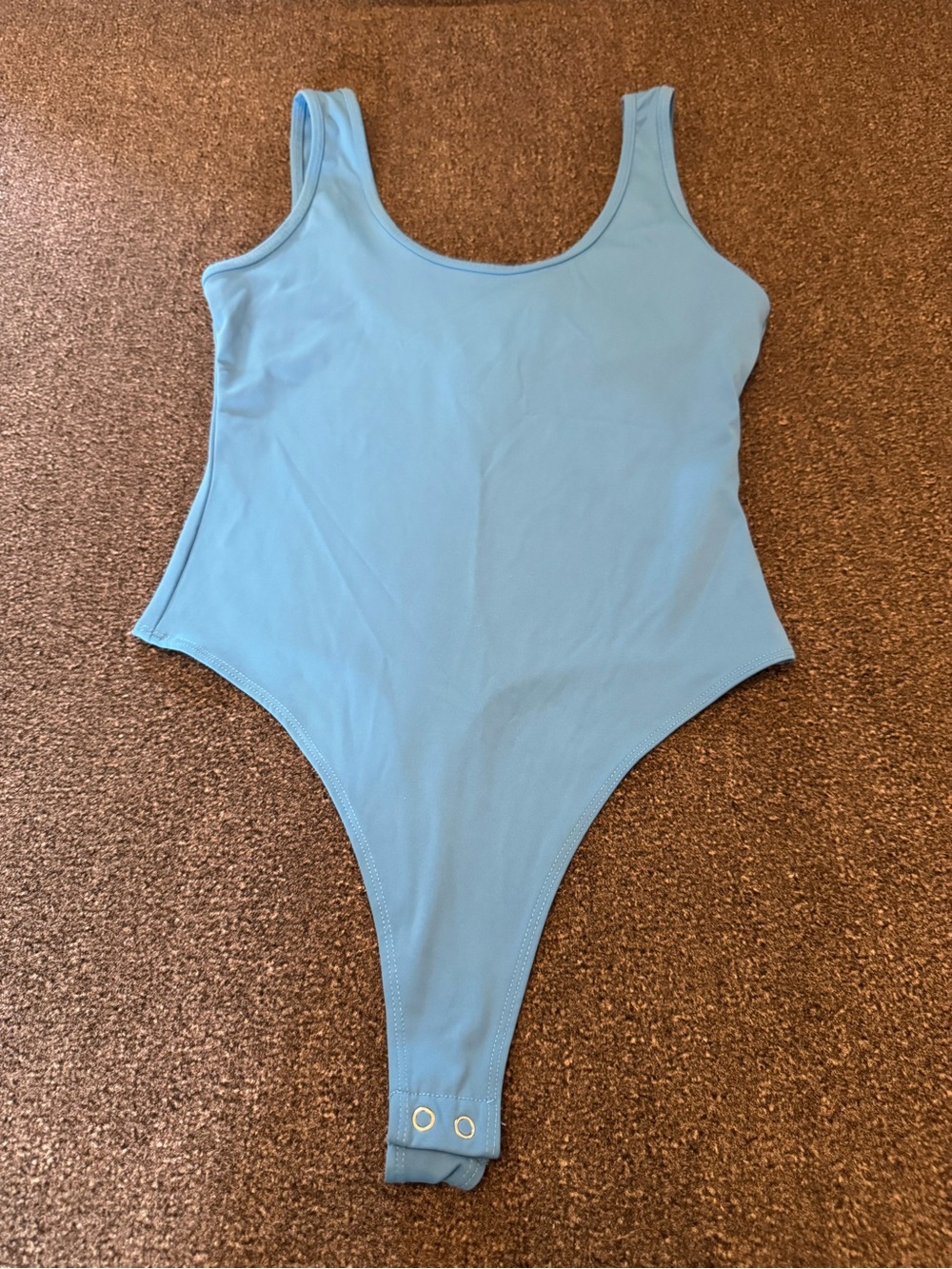 Forever 21 Pastel Baby Blue Scoop Neck Sleeveless Thong Bodysuit Size Small